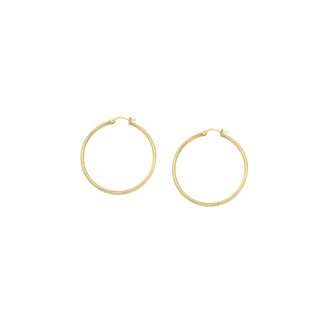 14K Yellow Gold Medium Round Tube Hoop Earrings 2mm