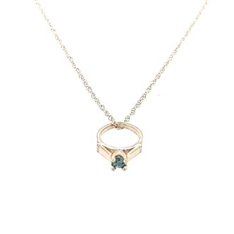 10k Yellow Gold Blue Topaz Birthstone Charm w/Chain