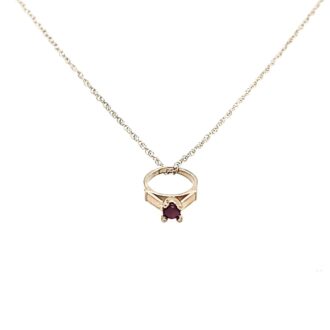 10k Yellow Gold Birthstone Ring Necklace with Garnet