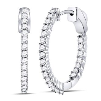 Inside-Out Hoop Earrings with .50ctw Round Diamonds in 10k White Gold