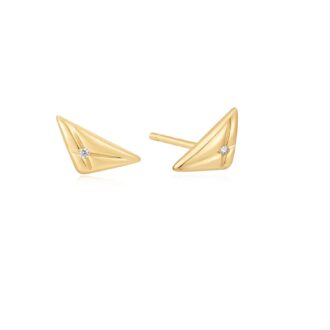 Ania Haie Triangle-Shaped CZ Stud Earrings in Sterling Silver with Yellow Gold Plating