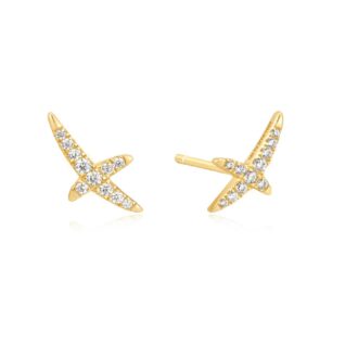 Ania Haie Sterling Silver and Yellow Gold Plated CZ Cross Stud Earrings