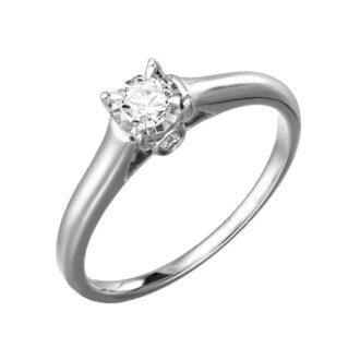 True Reflections Solitaire Engagement Ring with 1/4ct Round Diamond in 14k White Gold