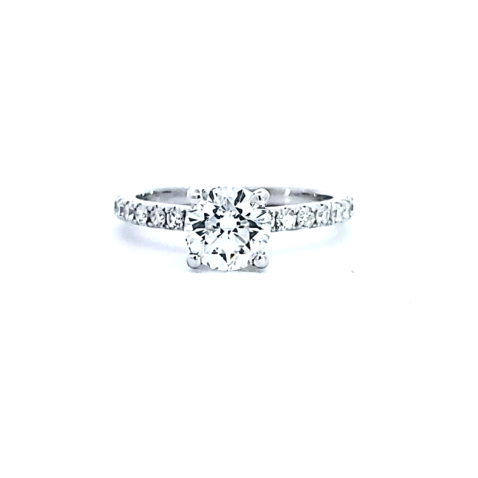 Pre-Owned Prong Set Engagement Ring with 1.50ctw Round Diamonds in 18k White Gold