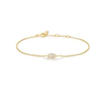 Ania Haie Diamond Shape Pave CZ Bracelet in Sterling Silver and Yellow Gold Plating 7"