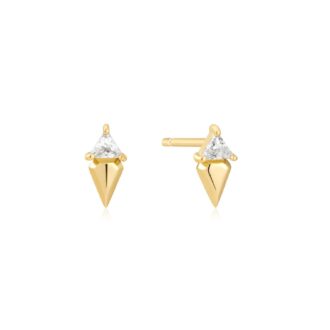 Ania Haie Triangle Cubic Zirconia Stud Earrings in Sterling Silver and Yellow Gold Plate