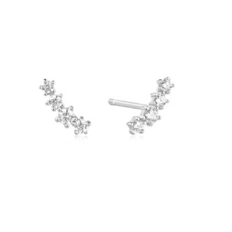 Ania Haie Silver CZ Bar Climber Stud Earrings