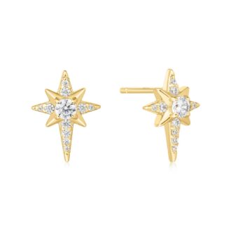 Ania Haie Crystal Star Stud Earrings in Yellow Gold Plate