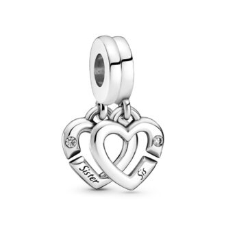 Pandora Linked Sister Hearts Split Dangle Charm