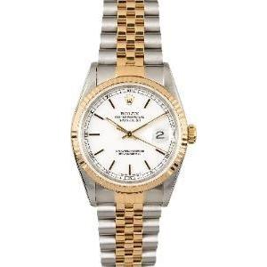 Men"s Preowned Rolex Wrist Watch in 18k Yellow Gold and Stainless Steel