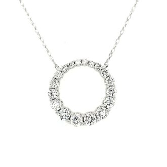 Circle Necklace with .75ctw Round Lab Grown Diamonds in 14k White Gold