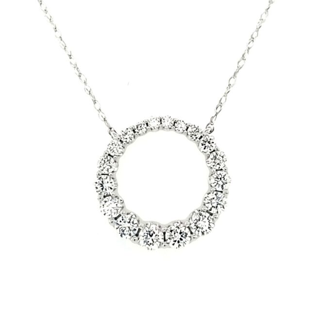 Circle Necklace with .75ctw Round Lab Grown Diamonds in 14k White Gold