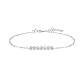 Ania Haie 7" Silver Bezel Set CZ Bar Chain Bracelet