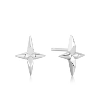 Ania Haie 3D Polished Cross Stud Earrings in Sterling Silver