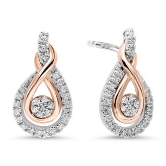 Rhythm of Love Earrings with .21ctw Round Diamonds in 10k Rose Gold