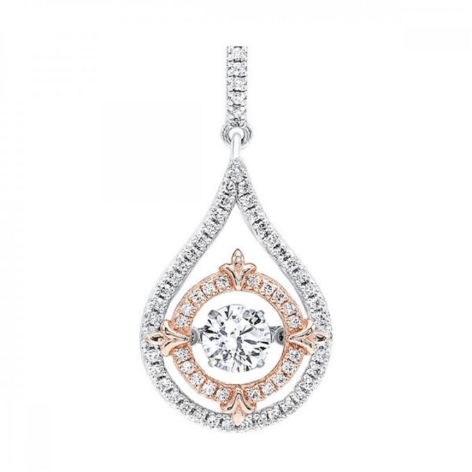 Fashion Necklace with Floating Cubic Zirconia in Sterling Silver