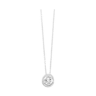 Bezel Solitaire Necklace with .25ct Round Diamond in 14k White Gold