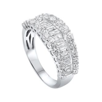 Anniversary Band with 2.41ctw Baguette and Round Diamonds in 14k White Gold