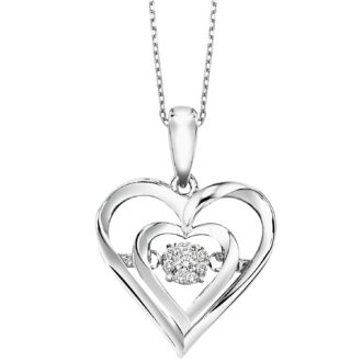 Rythm of Love Heart Necklace with .02ctw Round Diamond in Sterling Silver