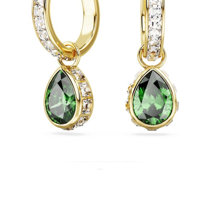 Swarovski Stilla Drop Earrings with Green Crystal, Gold Tone