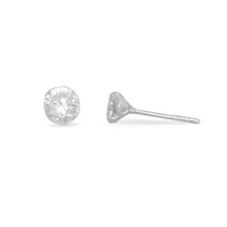 Stud Earrings with 5mm Cubic Zirconia in Sterling Silver