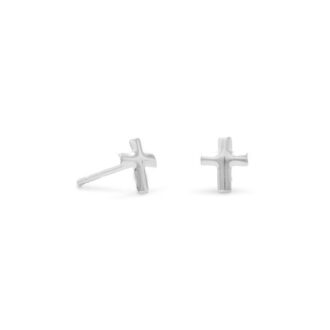 Children's Cross Earrings in Sterling Silver