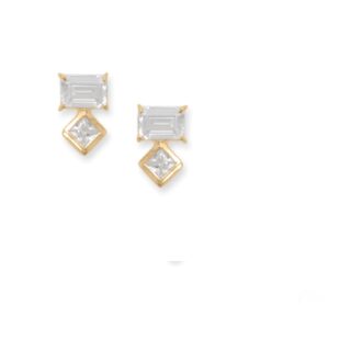 Fashion Earrings with Cubic Zirconia in 14k Gold Plated Sterling Silver