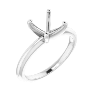 14K White Gold 4-Prong Round Solitaire Engagement Ring Setting