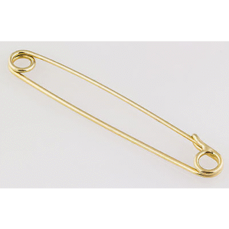 Vintage 14K Yellow Gold Safety Pin Brooch - 1.5 Inches