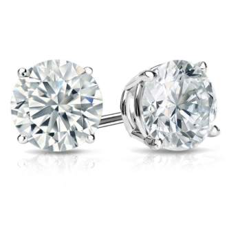 Elegant 1.50CTW Round Diamond Stud Earrings in 14K White Gold