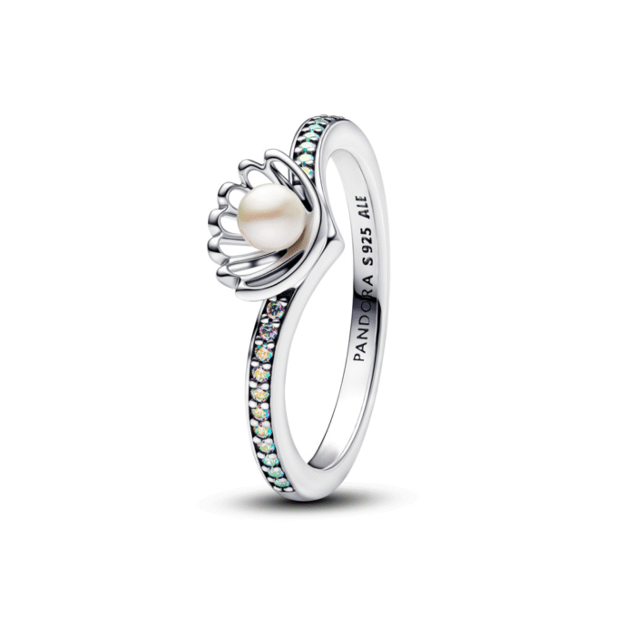 Pandora Disney Ariel Freshwater Pearl CZ Fashion Ring Size 54
