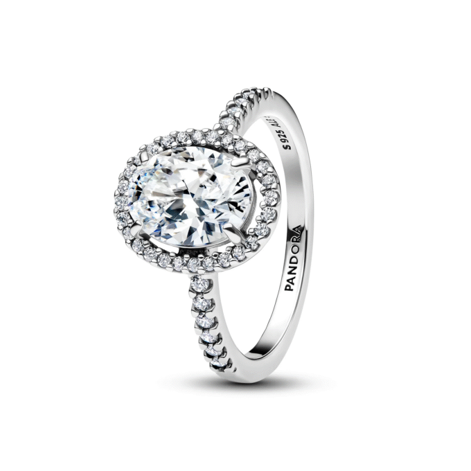 Pandora Sterling Silver Clear Oval CZ Halo Fashion Ring