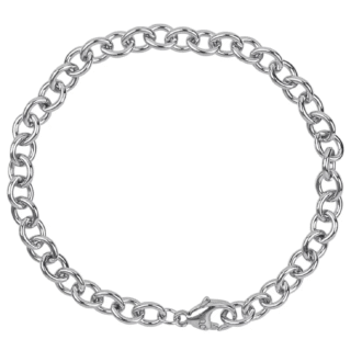 Round Cable Link Chain Bracelet 7" in Sterling Silver
