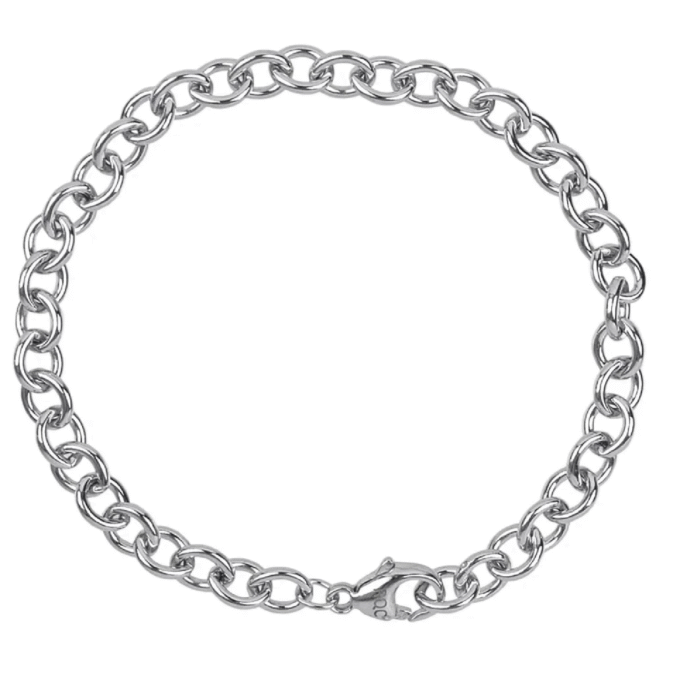 Round Cable Link Chain Bracelet 7" in Sterling Silver