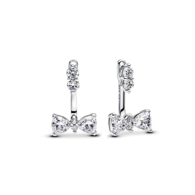 Pandora Sterling Silver Clear CZ Bow Detachable Ear Jackets