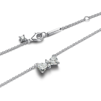 Pandora Sterling Silver Clear CZ Bow Necklace