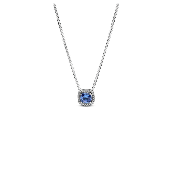 Sterling Silver Blue Crystal & Clear CZ Halo Drop Pendant