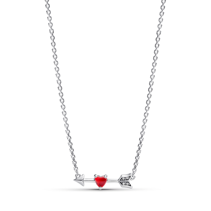 Pandora Red Murano Glass Heart & Arrow Necklace