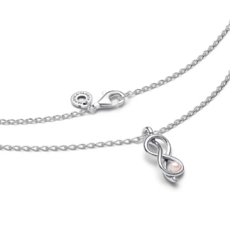 Pandora Sterling Silver Infinity Knot Pendant with Pink Pearl Drop