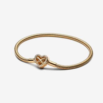 Pandora CZ Heart Clasp Snake Chain Bracelet