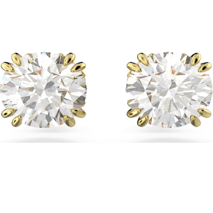 Swarovski Stilla Round Yellow Crystal Stud Earrings