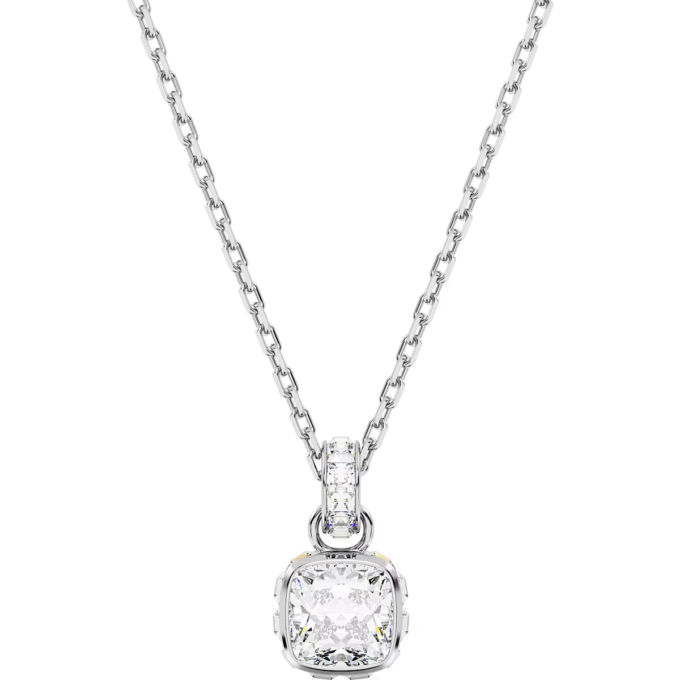 Swarovski Cushion Cut White Apricot Pendant with Chain