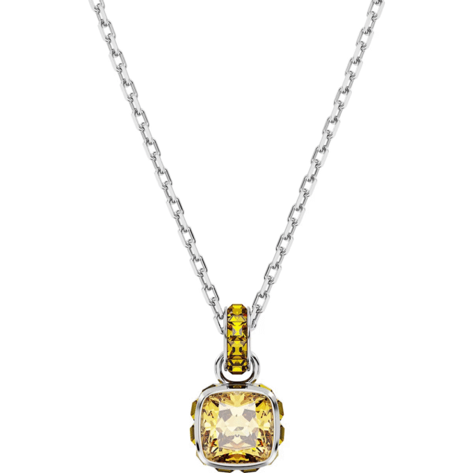 Swarovski Royal Purple Cushion Pendant with Chain, Yellow Gold