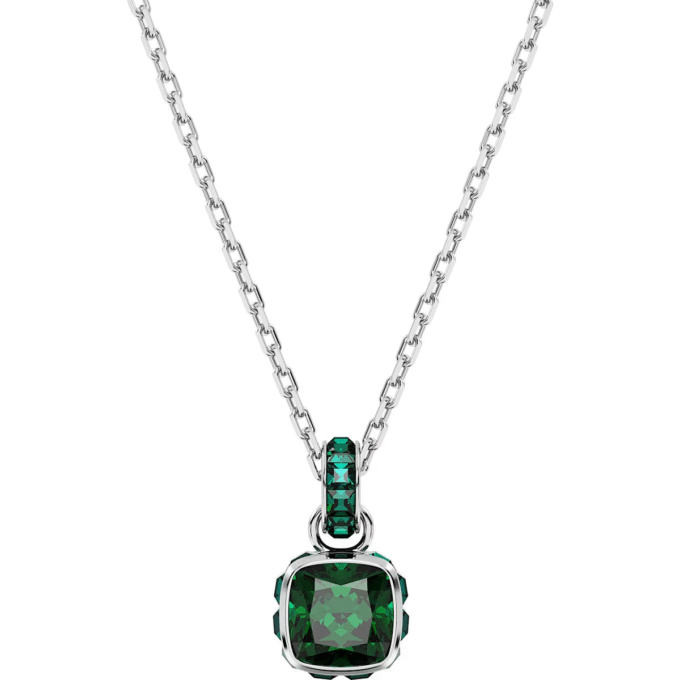 Swarovski Cushion Cut Dark Green Pendant with Chain