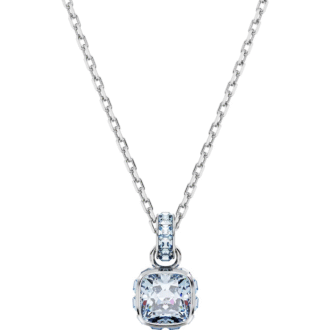 Swarovski Light Blue Cushion Cut Pendant with Chain