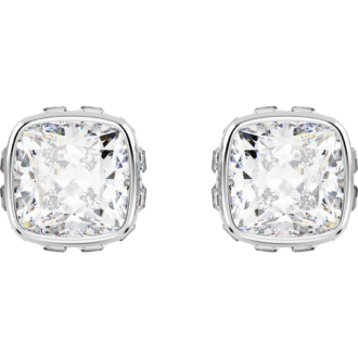 Swarovski Cushion Cut White and Apricot Stud Earrings