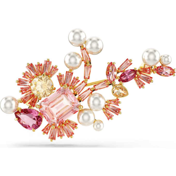 Swarovski Gema Brooch - Yellow, Pink, Pearl Accent