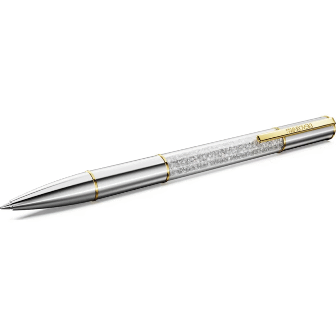 Elevate your writing experience with this exquisite crystalline ballpoint pen, beautifully crafted with a stylish yellow gold plating and silver accents. A perfect blend of luxury and function, it makes an exceptional gift for those who appreciate sophisticated stationery.