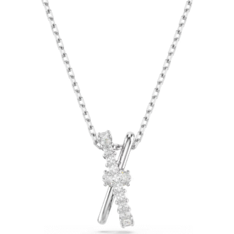 Swarovski Hyperbola White Oval Drop Pendant with Rolo Chain