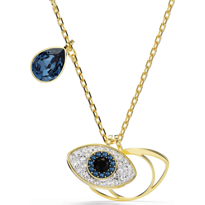 Swarovski Symbolica Evil Eye Pendant with Chain - Blue, Clear CZ